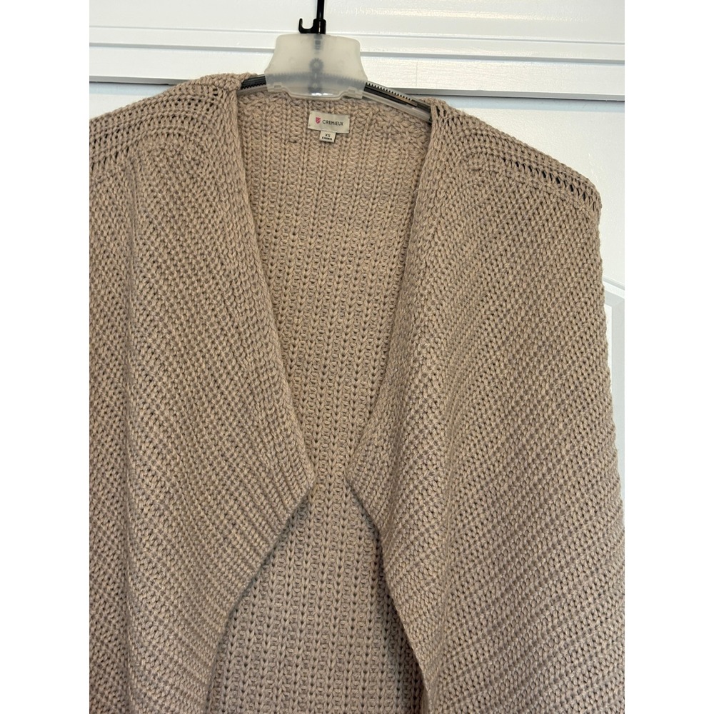 NWOT Cremieux Womens Tan Ribbed Knit Wool Blend Open Front Cardigan Vest XS - Picture 3 of 7